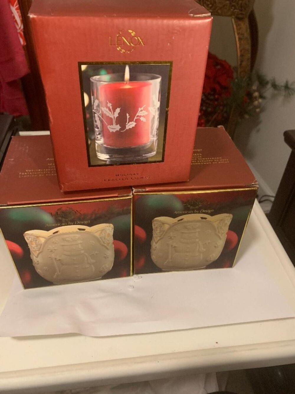 LENOX Merry Lights Christmas Votive Candle Holders LOT of 3 - LOT#34-29